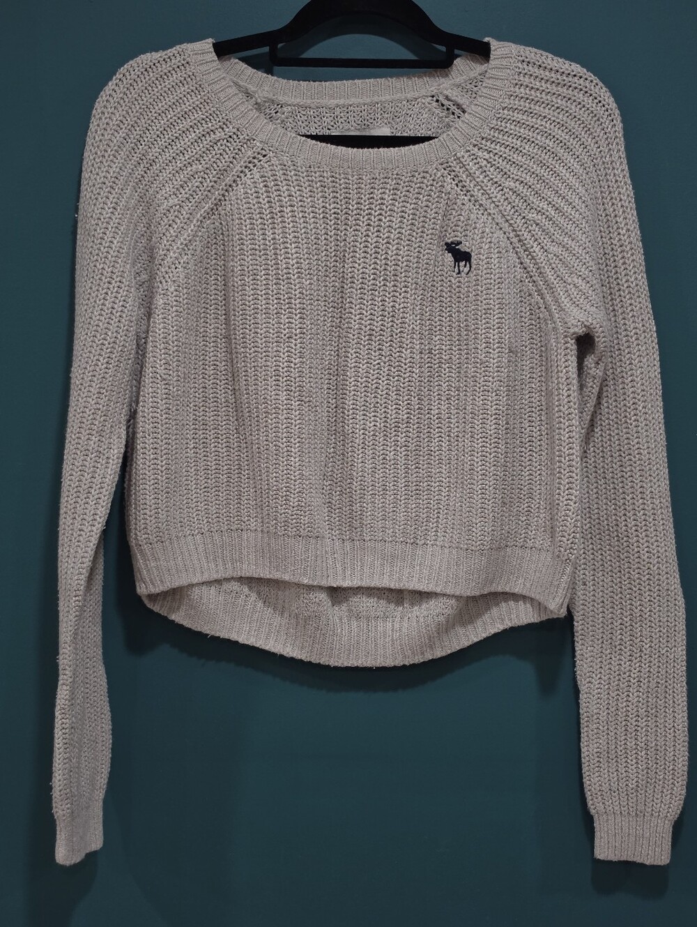 Abercrombie & Fitch Gray Moose Logo Knit Sweater M